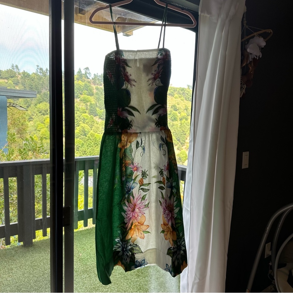 FARM Rio Sweet Bloom linen-blend midi dress - Picture 5 of 13